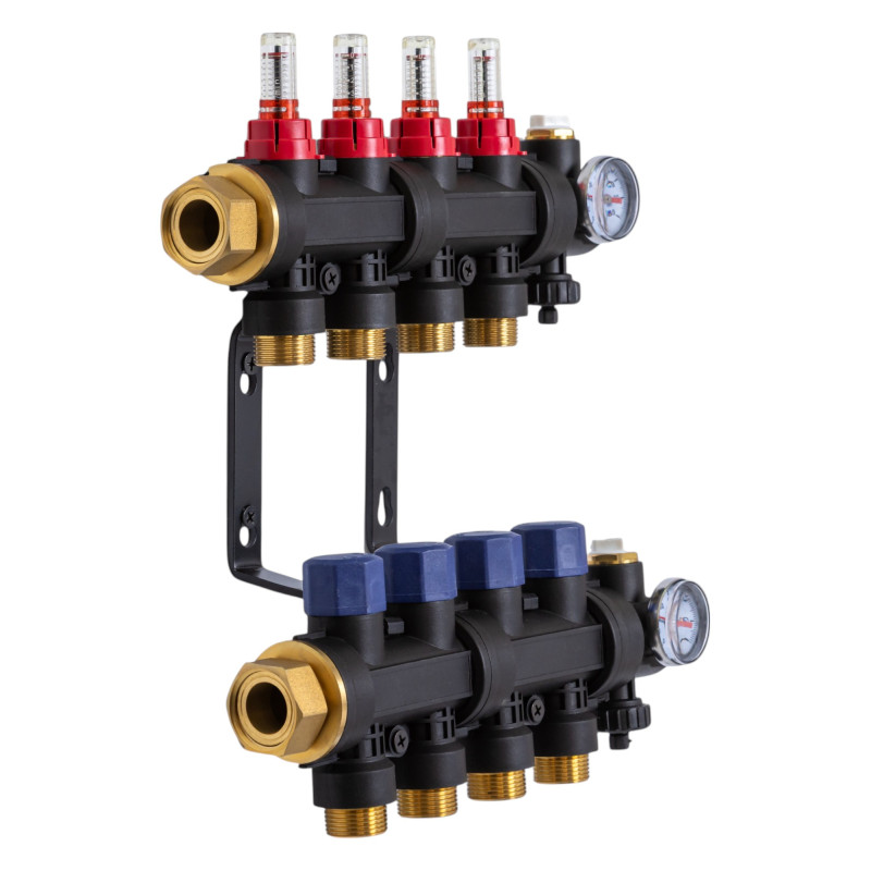503204 Колектор пластиковий на 4 контури з витратомірами Tervix Pro Line