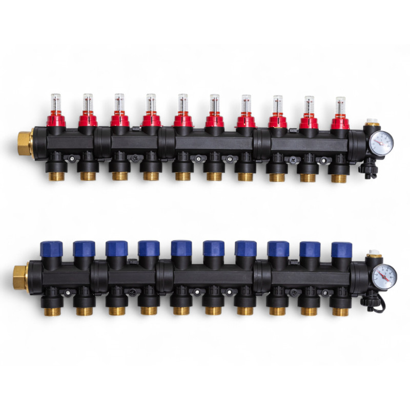503210 Колектор пластиковий на 10 контурів з витратомірами Tervix Pro Line