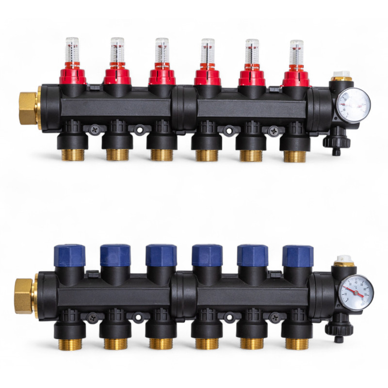 503206 Колектор пластиковий на 6 контурів з витратомірами Tervix Pro Line