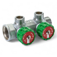 392012 Розподільча гребінка з регулюючими вентилями 2 контури 3/4''x3/4", латунь, Tervix Pro Line WD