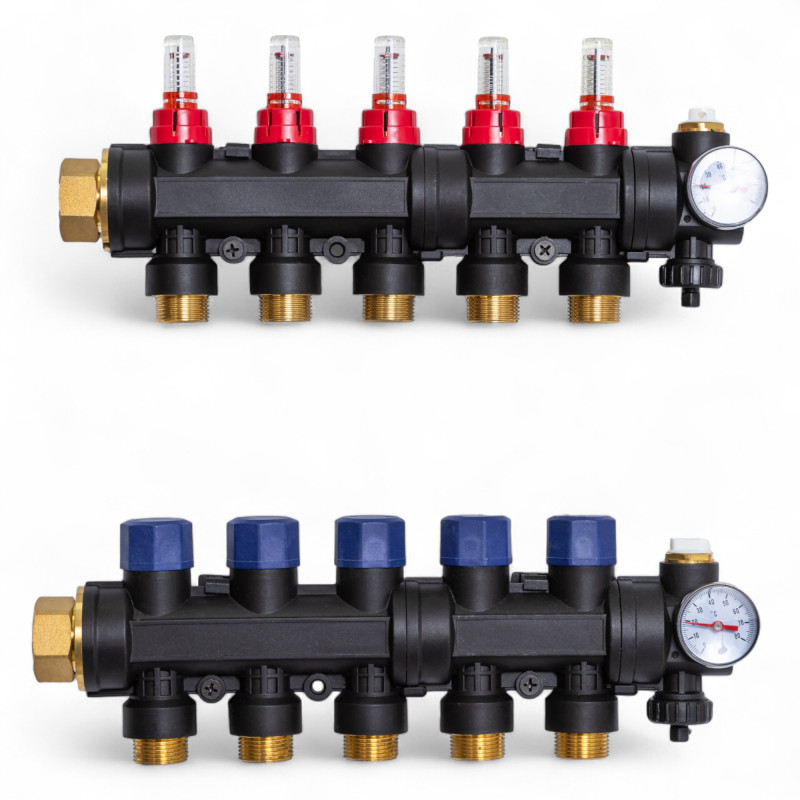 503205 Колектор пластиковий на 5 контури з витратомірами Tervix Pro Line