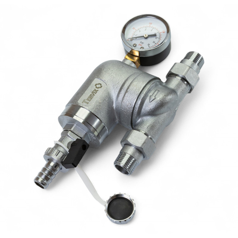 366012 Фільтр поворотний самопромивний з манометром 1/2", латунь, Tervix Pro Line WD