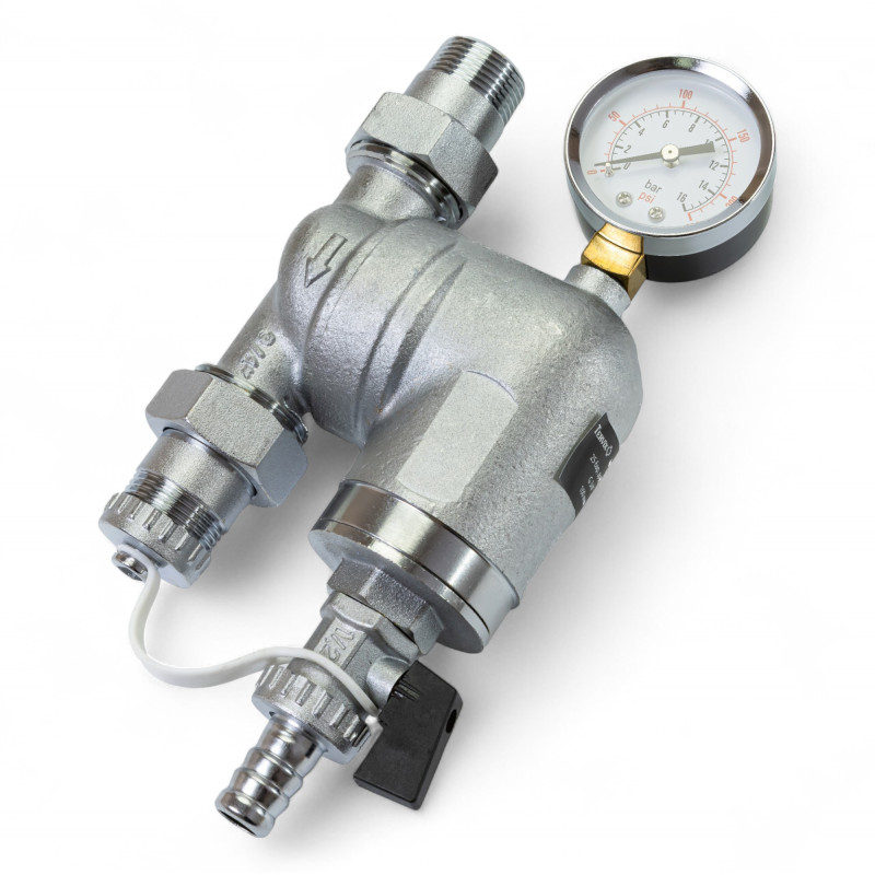 366022 Фільтр поворотний самопромивний з манометром 3/4", латунь, Tervix Pro Line WD