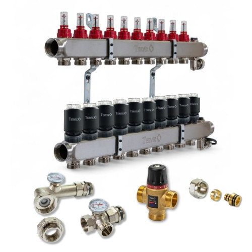 522110 Комплект обладнання для водяної теплої підлоги на 10 контурів з клапаном TMV