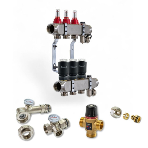 522103 Комплект обладнання для водяної теплої підлоги на 3 контури з клапаном TMV