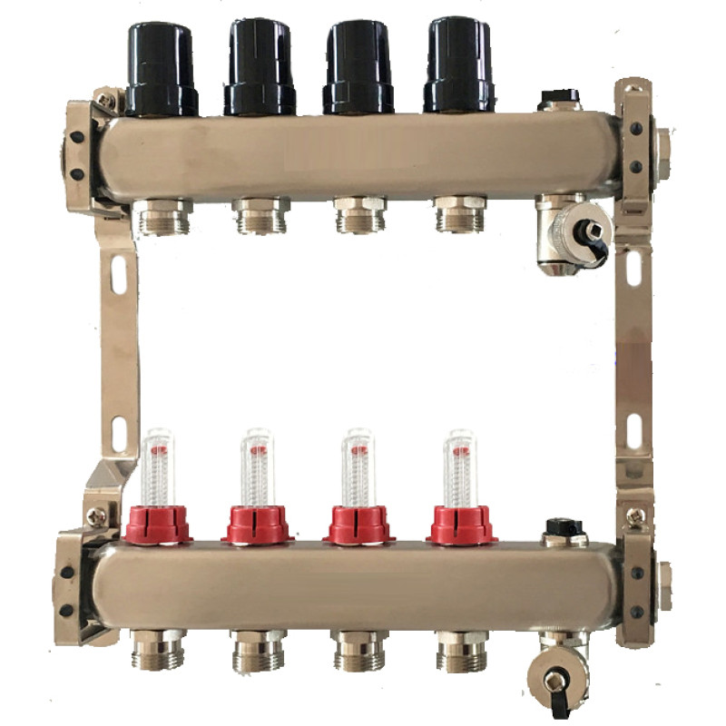 501208 Колектор на 8 контурів Tervix Pro Line  з витратомірами, краном Маєвськ. та зливним, нерж.сталь 