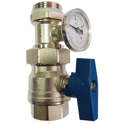 Кран з термометром Tervix 545020  (синя ручка)