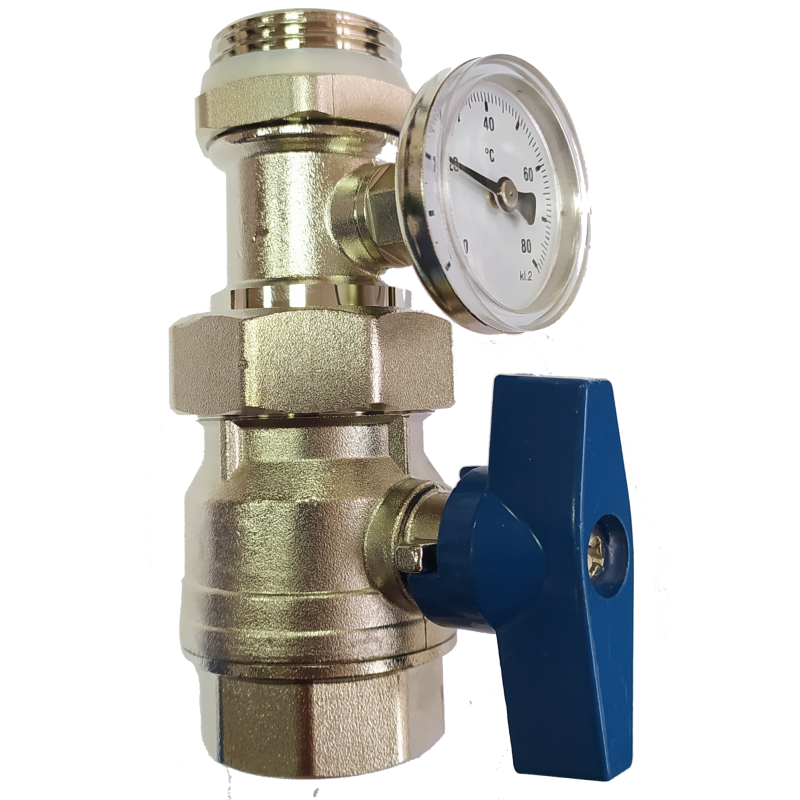 Кран з термометром Tervix 545020  (синя ручка)