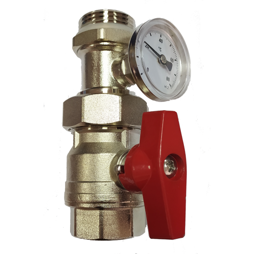 Кран з термометром Tervix 545021 (червона ручка)