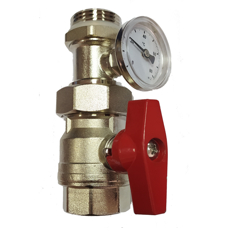 Кран з термометром Tervix 545021 (червона ручка)