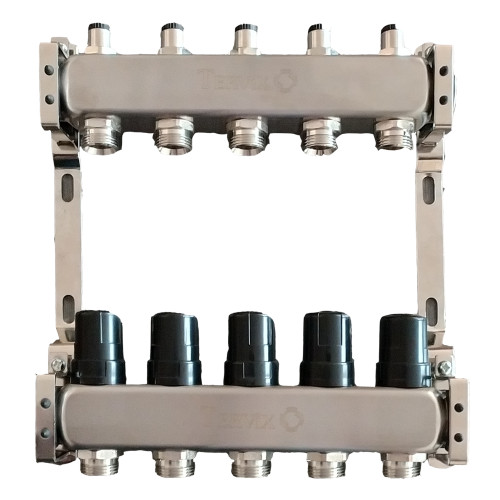 Колектор теплої підлоги Tervix Pro Line на 2 контури, без витратомірів, нерж.сталь 