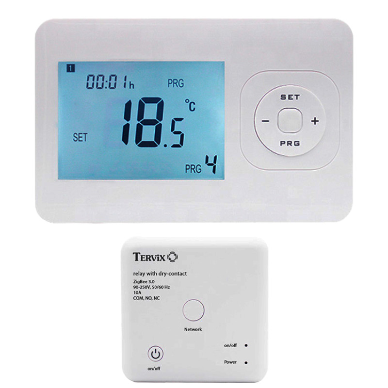 Комплект бездротового керування опаленням Tervix 493061 (термостат ZigBee + реле)