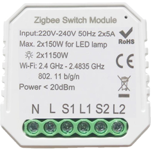 433121 Умный выключатель Tervix Pro Line ZigBee Switch (2 клавиши)