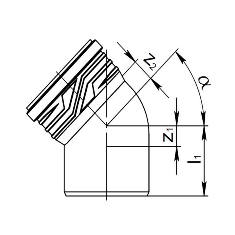 Коліно 40 / 45° для внутрішньої каналізації ASG Plast NANO HTR