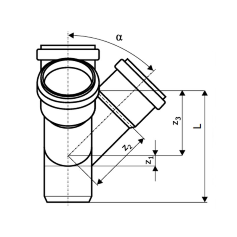 Крестовина двухплоскостная 87,5° 110/110/50 левая для внутренней канализации ASG Plast NANO HTR