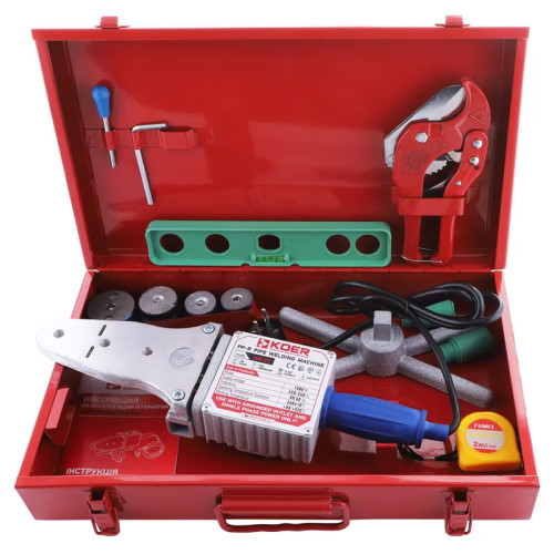 Набір для паяння PPR труби KOER KW.SET-03 (1500 Вт,4 насадки,ножиці) 