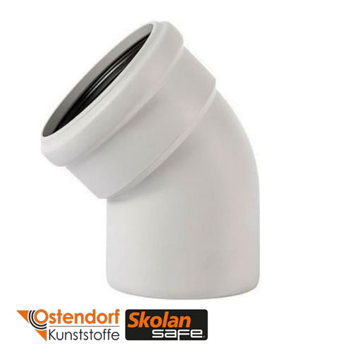 Коліно для безшумної каналізації Ostendorf Skolan 58 мм 45° (332120)