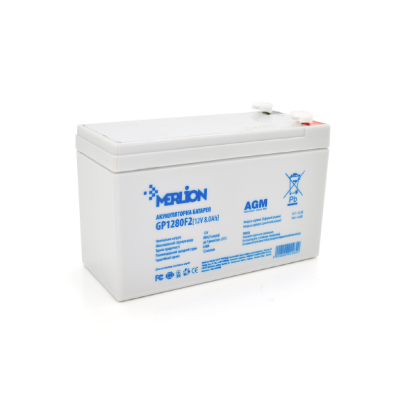 Акумуляторна батарея AGM MERLION GP1280F2, White, 12V 8 Ah