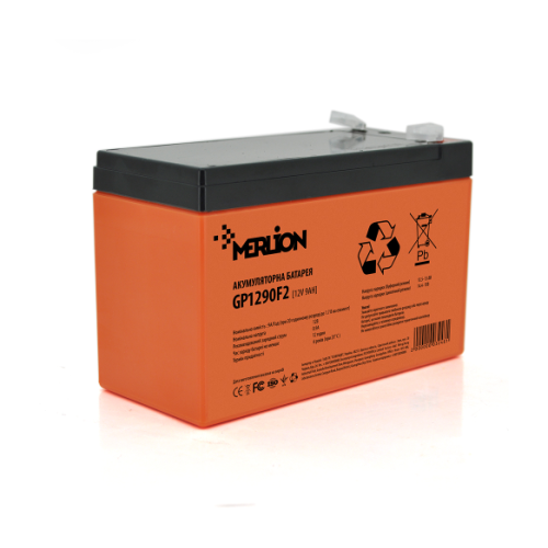 Акумуляторна батарея AGM MERLION GP1290F2 PREMIUM, Orange, 12V 9 Ah