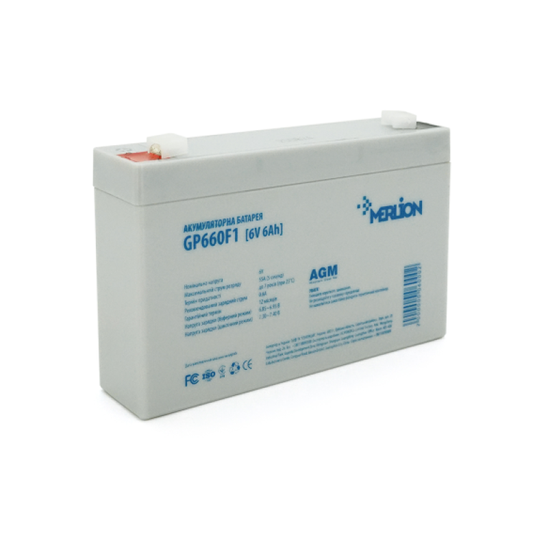 Акумуляторна батарея AGM MERLION GP660F1NS, White, 6V 6 Ah