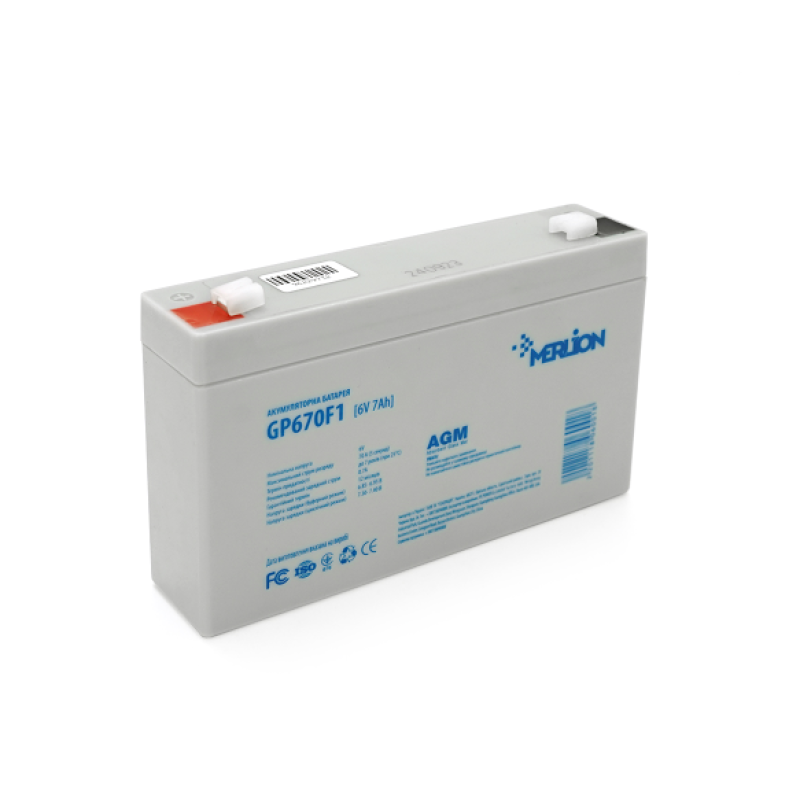 Акумуляторна батарея AGM MERLION GP670F1, Grey, 6V 7 Ah