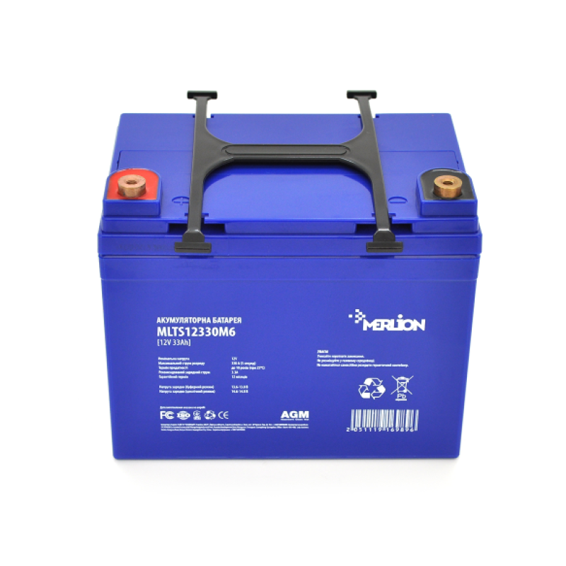 Акумуляторна батарея EURO AGM MERLION MLTS12330M6, Blue (ліворуч), 12V 33 Ah