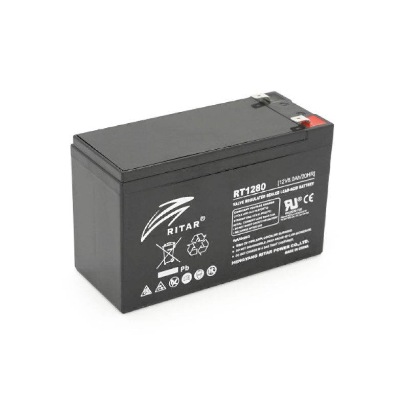 Акумуляторна батарея AGM RITAR RT1280B, Black Case, 12V 8 Ah