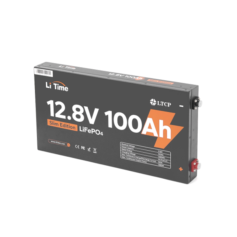 Аккумуляторная батарея LiFePO4 Li-TIME L12V100-100-SLIM-LTCP-4, 12,8V 100Ah (1,28 кВт·ч), BMS 100А, METAL CASE