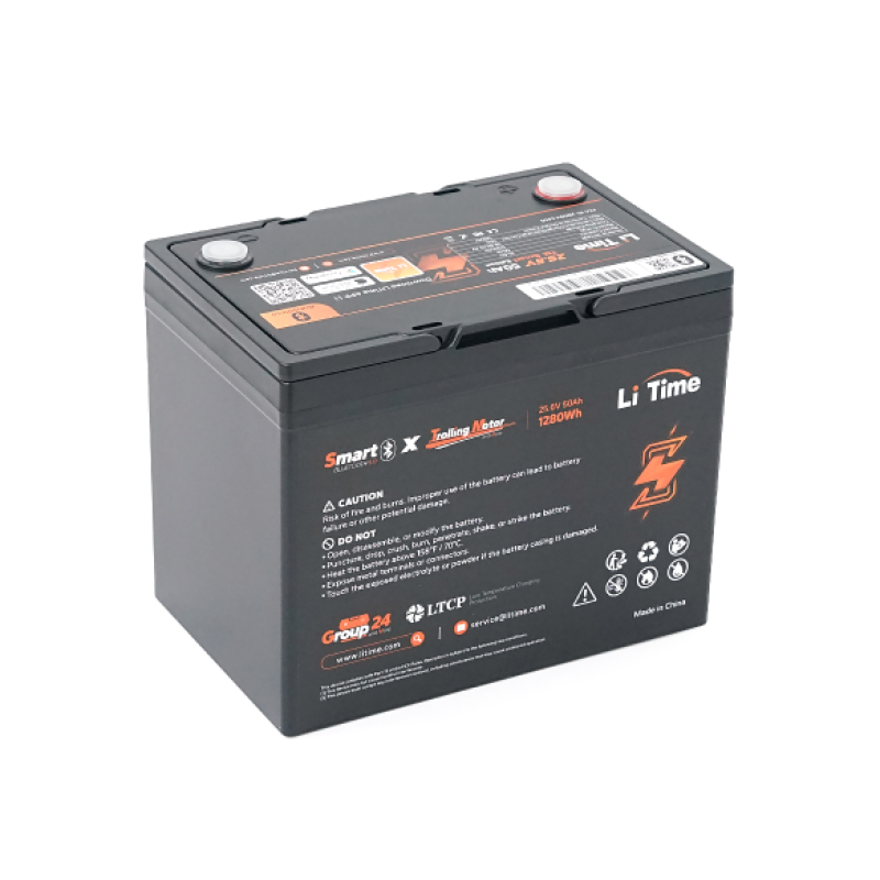 Аккумуляторная батарея LiFePO4 Li-TIME L24V50-50-TM-BT-8-A70 + Bluetooth, 25,6V 50Ah (1,28 кВт·ч), BMS 50А