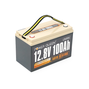 Аккумуляторная батарея LiFePO4 Power Queen P12V100-100-HEAT-HE-4-A10 с подогревом, 12,8V 100Ah (1,28 кВт·ч), BMS 100А