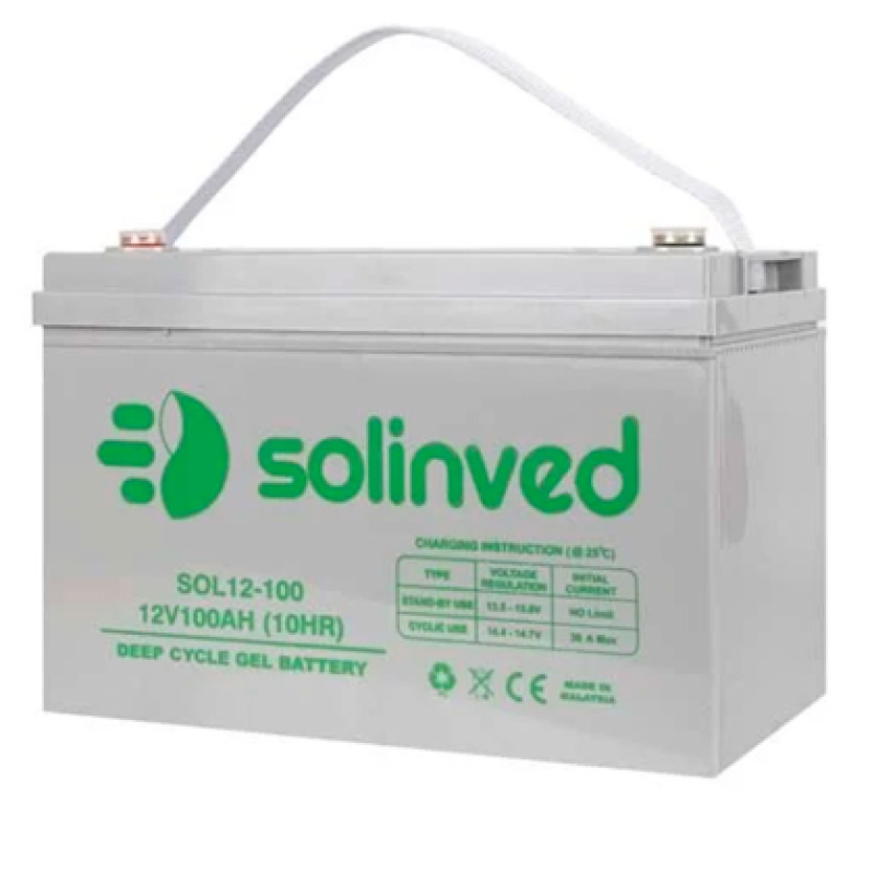 Акумулятор гелевий 100 Ah (ампер-годин) SOLINVED 100-12 12V GEL Grey Q1/48 