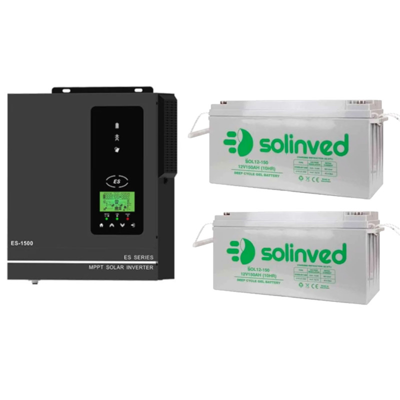 Комплект резервного живлення для квартири 1,5 кВт інвертор Anern SCI-ES-1500  24В + 2 АКБ GEL 150 Ah