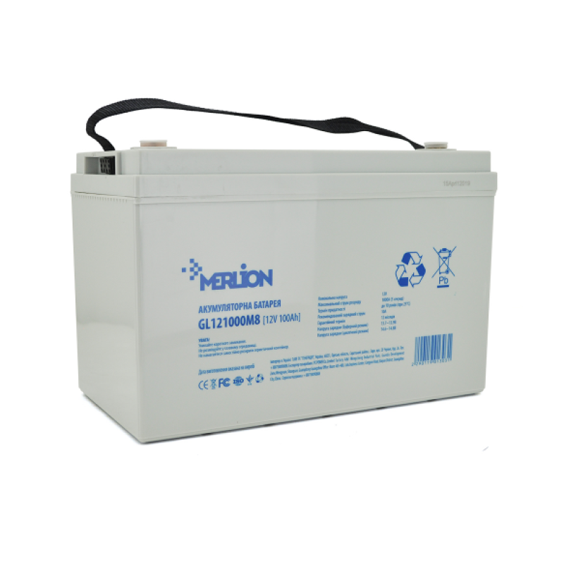 Акумулятор гелевий 100 Ah (Аг) MERLION GL121000M8 12V