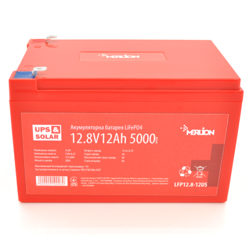 Акумулятор Merlion 12Ah (А-г) LiFePO4 12.8V (4S2P/BMS-15A)