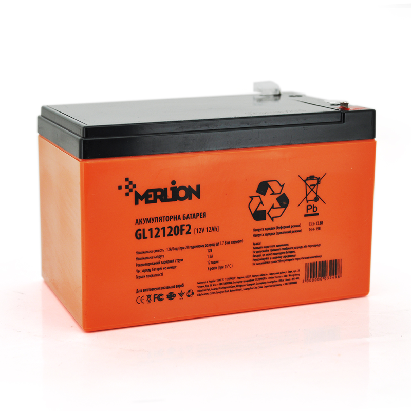 Акумулятор гелевий 12 Ah MERLION GL12120F2 12 V Orange Q6/252