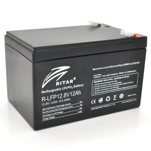 Аккумулятор Ritar 12Ah (А-ч) LiFePO4 12,8V (BMS6A@4S, 153,6Wh)