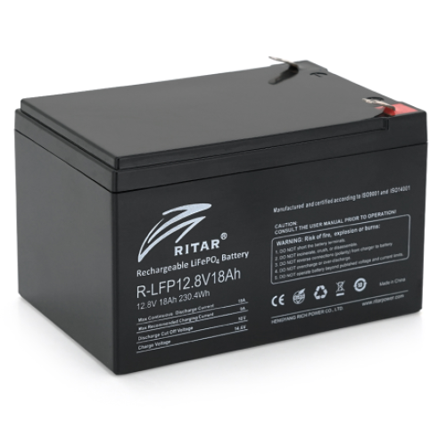 Аккумулятор Ritar 18Ah (Ач) LiFePO4 12,8V (BMS9A@4SS, 230.4Wh) 
