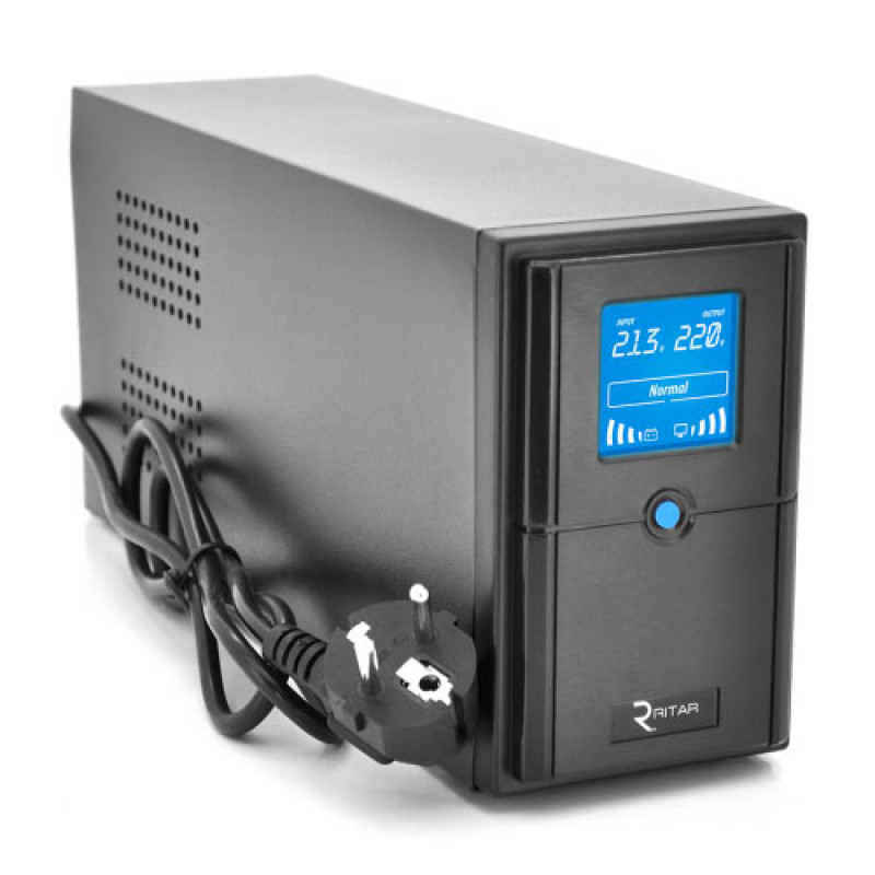 Лінійно-інтерактивне ДБЖ Ritar E-RTM1500 ELF-D (900Вт) 3xSCHUKO АКБ  2x12V,9Ah   