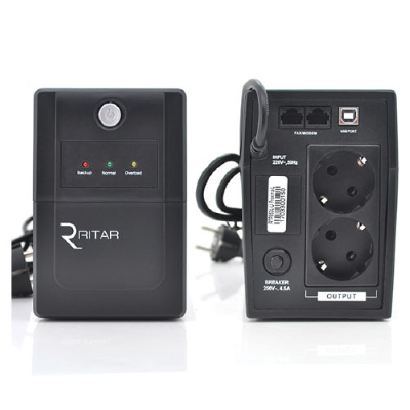 Лінійно-інтерактивне ДБЖ Ritar RTP650L-U Proxima-L (390Вт) 2xSCHUKO АКБ  1x12V,7Ah  