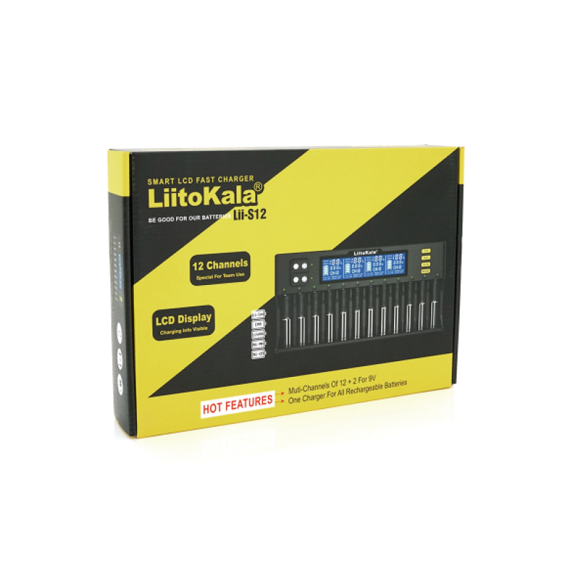 Универсальное зарядное устройство LiitoKala Lii-S12, 12+2 канал(ов), LED+LCD