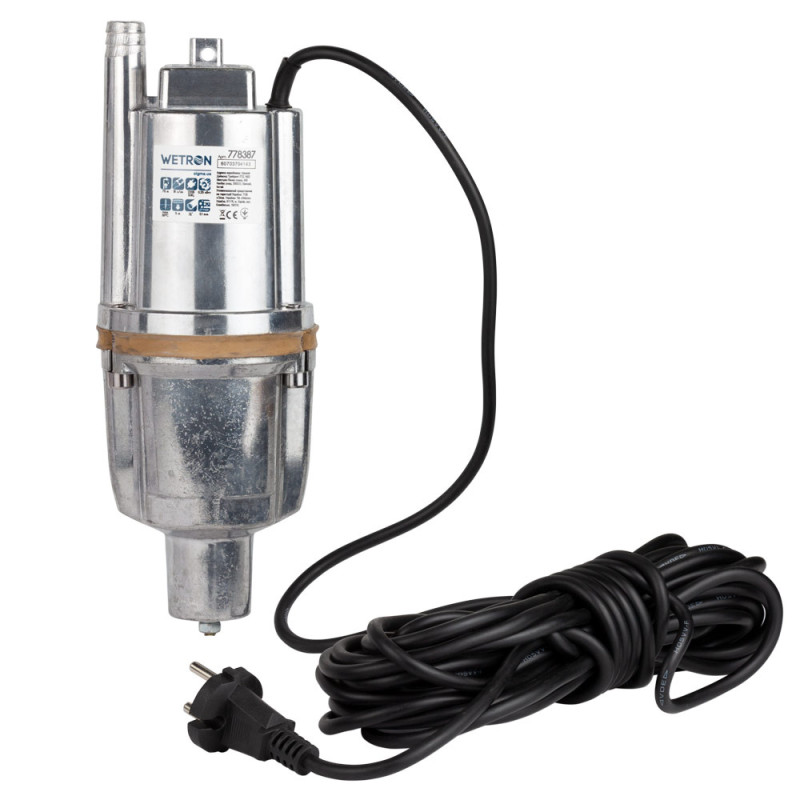 Насос вібраційний WETRON (WVM60-1) (778387) 0.25кВт H 75м Q 18л/хв Ø100мм 10м кабелю нижній забір