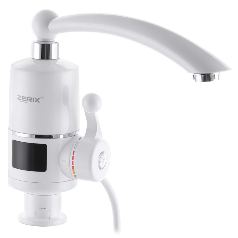 Проточний водонагрівач ZERIX ELW16-E 3,3 kW з індикатором температури, на мийку  