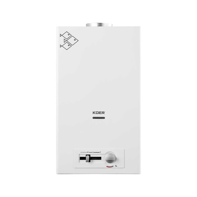 Газовая колонка KOER KWH.G0410 WHITE 10 л/мин дымоходная с пьезорозжигом, белый 