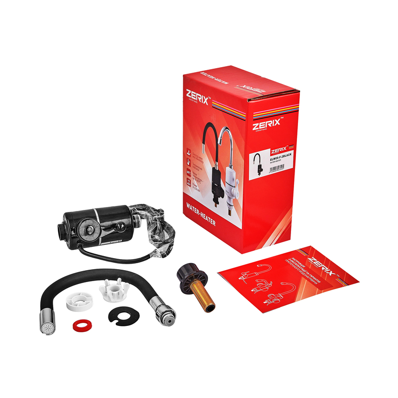 Проточный водонагреватель ZERIX ELW06-EF-2BLACK (ELW06-EF-B BLACK) 3,3 kW с индикатором температуры, черный