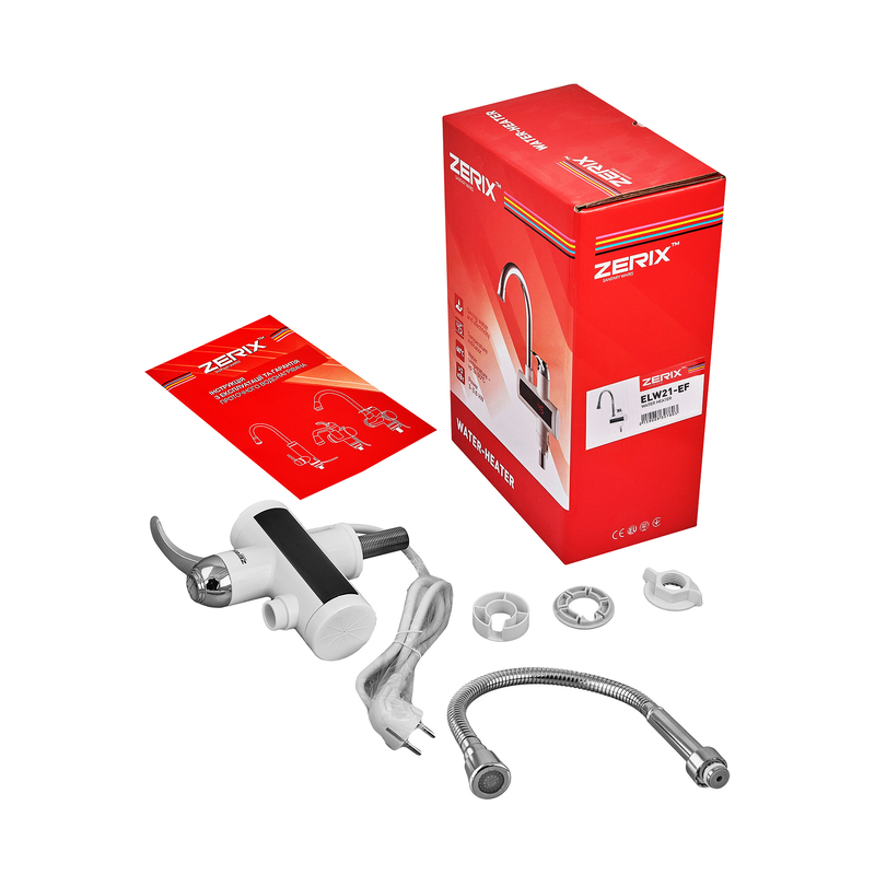 Проточний водонагрівач ZERIX ELW21-EF 3,3 kW з індикатором температури, рефлекторний вилив 