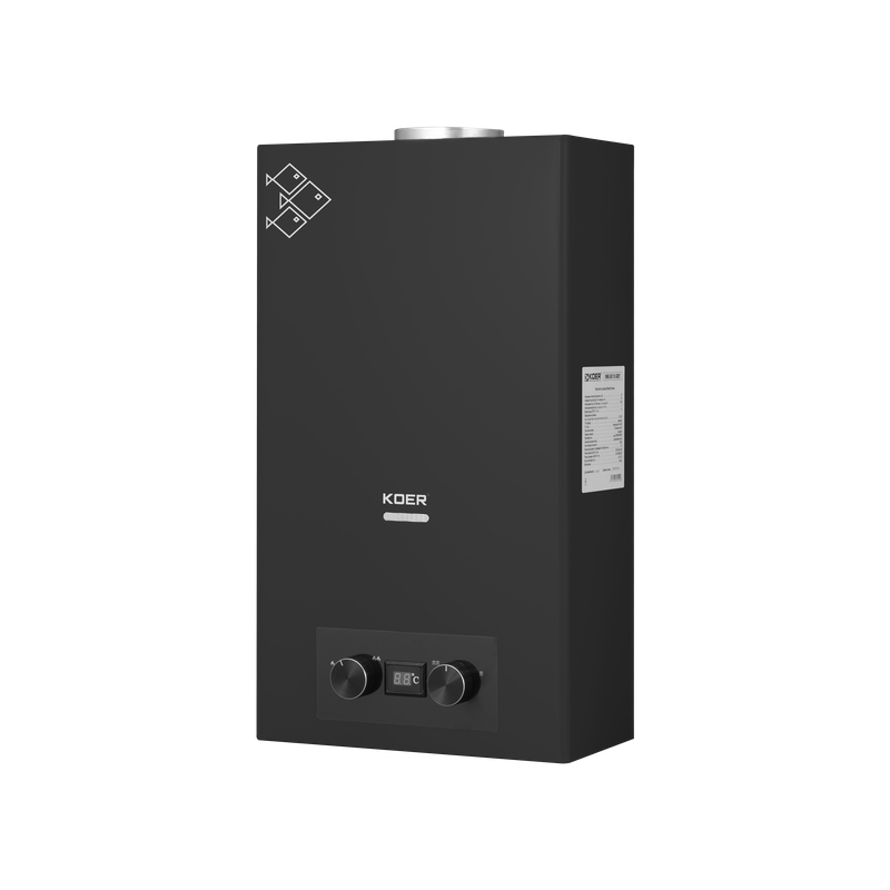Газовая колонка Koer KWH.G0110 BLACK 10 л/мин, дымоходная, черный