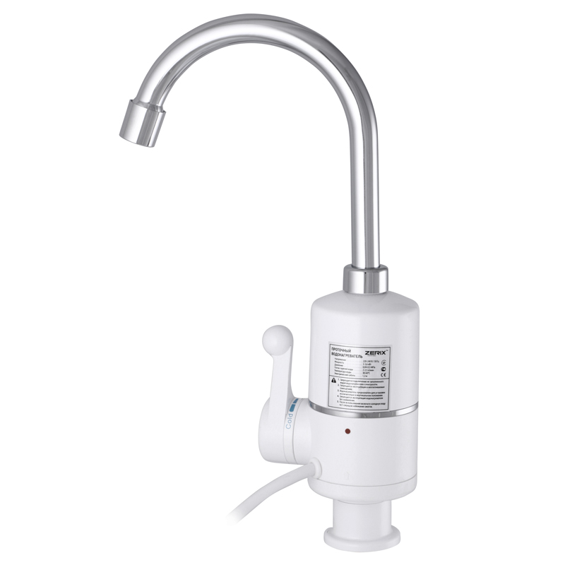 Проточный водонагреватель ZERIX ELW06-E 3,3 kW индикатором температуры на мойку 