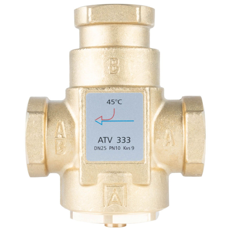 Термічний триходовий клапан AFRISO ATV 333, DN25,  Rp 1",  Kvs 9, T=45 C, (1633310)