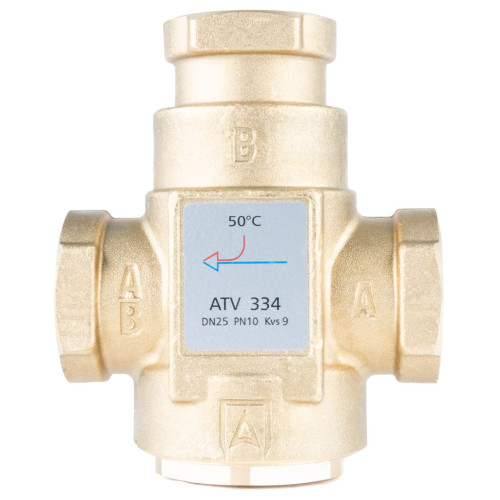 Термический трехходовой клапан AFRISO ATV 334, DN25, Rp 1" Kvs 9, T=50C (1633410)