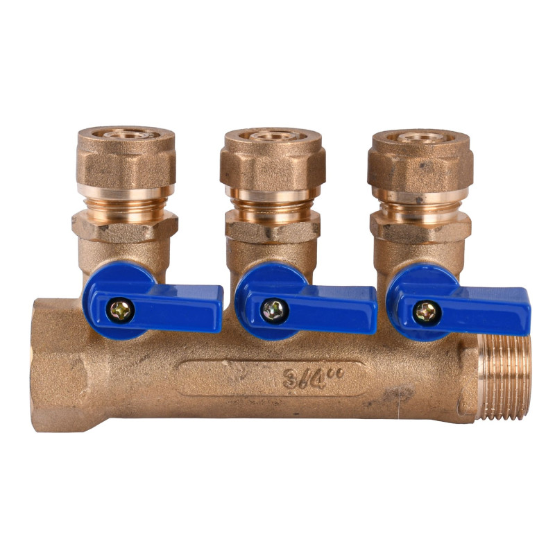 Розподільчий колектор на 3 контури CRISTAL 3/4х16 ″(NM-1018) з перекриттям   